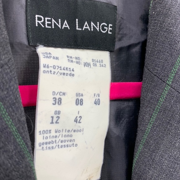Rena Lange Grey Pin Striped Blazer 8 Read - Picture 5 of 8